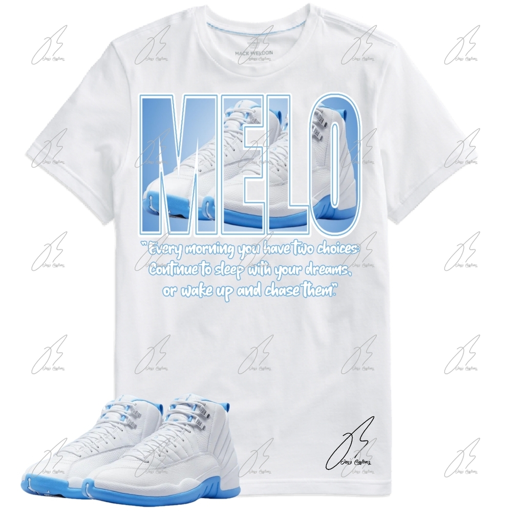 Jordan 12 Melo/UNC Matching Shirt, Unisex Graphic Tee, Best Gift,Blue,Sneaker